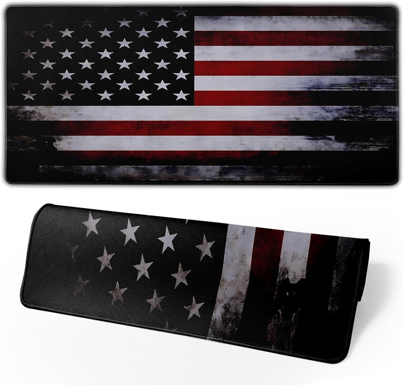 Brecoy Gaming Mouse Pad American Flag Mouse Mat Non-Slip Rubber Carpet Pad for Computer Keyboard & Gaming Accessories 31.5×11.8 Inches - Image 1